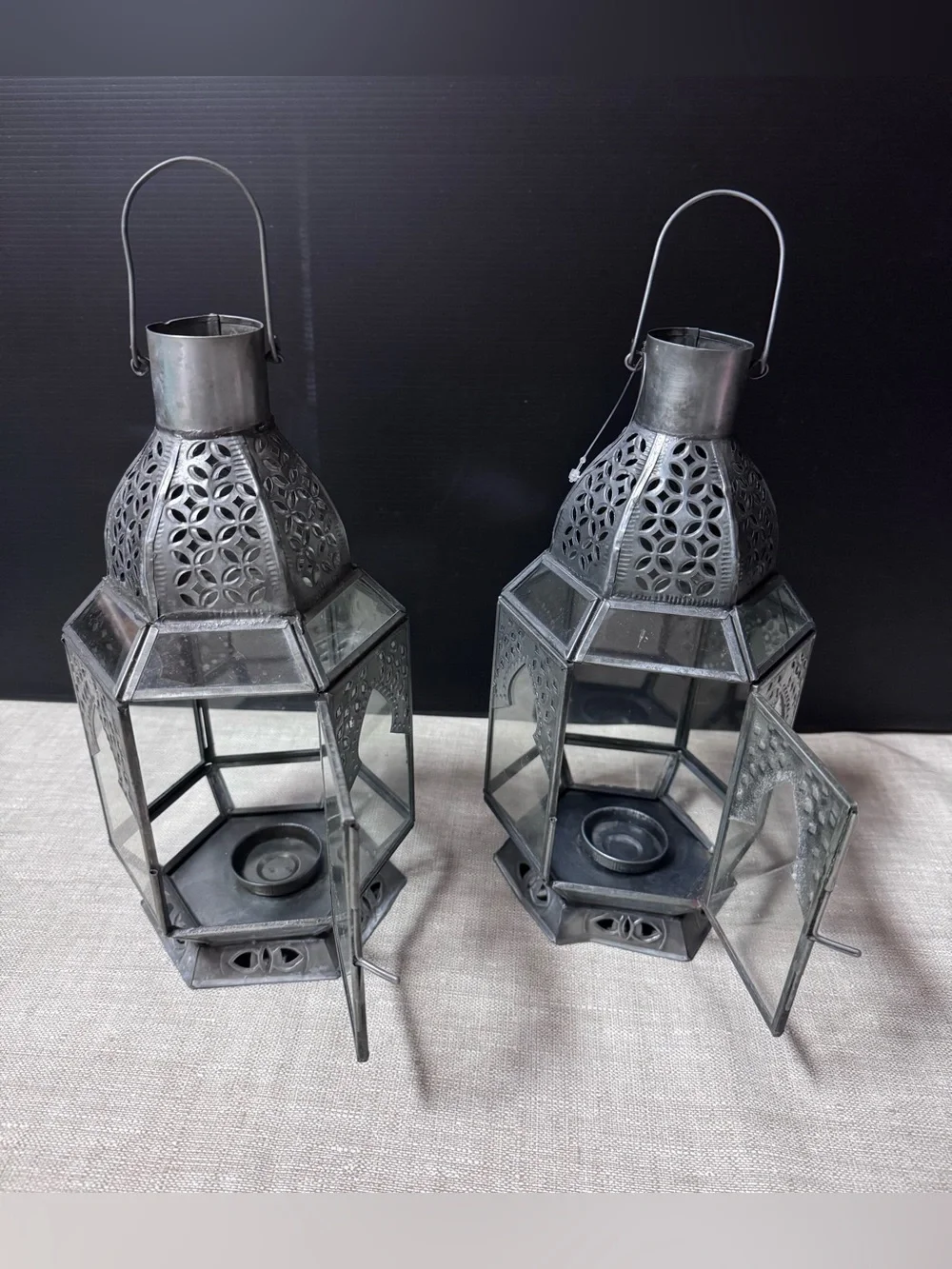 Latika Antique Zinc Tabletop Candle Lantern 🏮